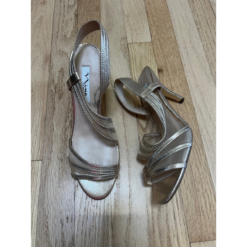 Nina Strappy Stiletto Sandals Women 8.5M Gold